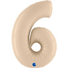 Foil Balloon Number 6, Cream Satin 66cm Grabo