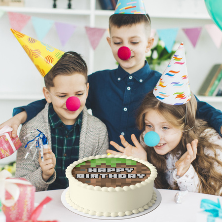 Opłatek na tort urodzinowy Minecraft 20 cm premium, wegański, bezglutenowy, wycięty