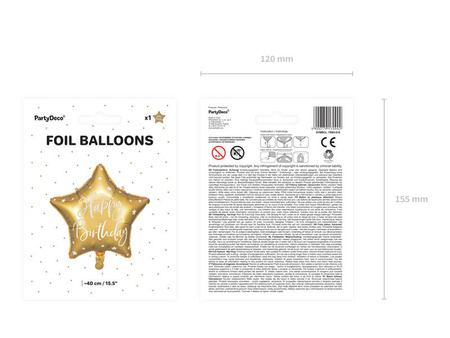 Foil balloon Happy Birthday! Golden star 40 cm