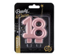 Nummer 18 Geburtstag Kerze, metallisch rosa und gold, 8 cm