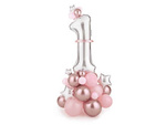 Bouquet of balloons One year old, Number 1 pink, 90x140 cm