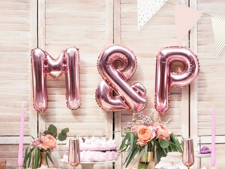 Foil balloon letter ampersand, 35cm, pink gold