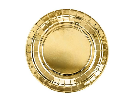 Gold paper plates, metallic, 18cm, 6 pcs.