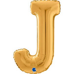 Balon foliowy Litera J, 66cm, Złota