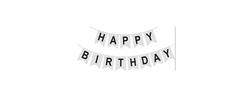 Banner Happy Birthday Silber Schwarz 180 cm