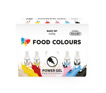 Set of 6 Power Gel Colours PG-6-SET 6x20g for Creams and Icing