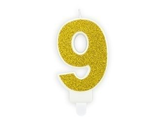 9 digit birthday candle, gold