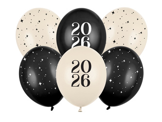 Balony Strong Happy New Year 2026 Pastel Mix 30cm 6 szt