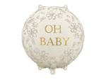 Foil Balloon Oh Baby – beige with gold lettering, 35x35 cm