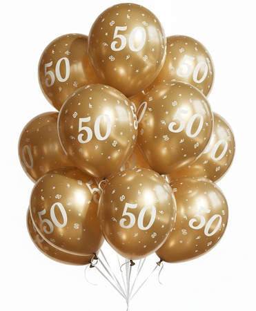Latexballoons "50", goldene Chrom, 30cm, 50 Stk.