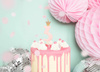 Birthday candle 3 with crown, bright pink