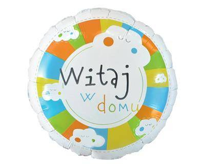 Round foil balloon, Witaj w domu, 46cm