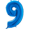 Balon Foliowy Cyfra 9 Niebieski, 66 cm Grabo