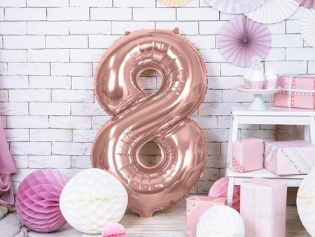 Foil balloon digit '8', 86cm, pink gold