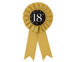 Rosette for 18th Birthday, Anniversary gold-black, 8 cm