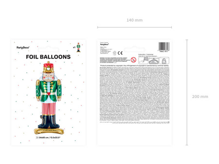 Stojący balon foliowy Dziadek do orzechów, 34x85cm