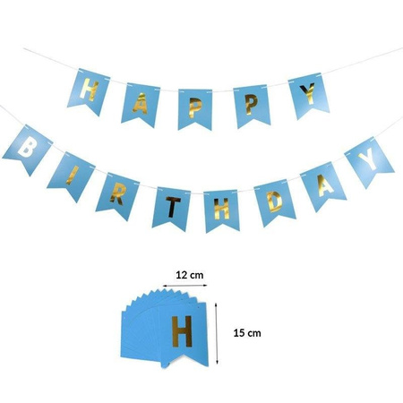 Geburtstagsgirlande - Happy Birthday, Banner, Blau