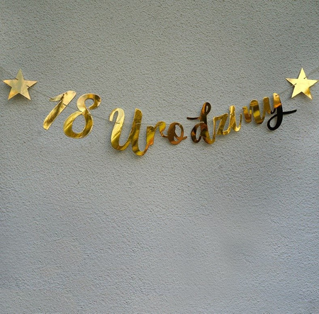 Banner on 18, 1 or 8 Birthday, Metallic Gold, 100cm