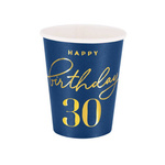 Happy Birthday 30 Becher, marineblau 220ml 6St.