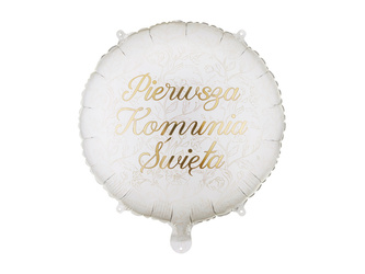 Foil balloon First Holy Communion white gold 35cm