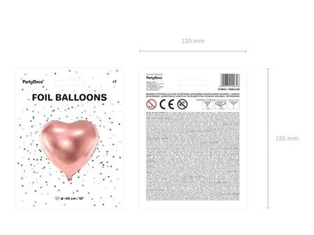 Foil balloon Heart Rose Gold, 45cm, pink gold