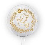 Transparenter Ballon bedruckt Taube, gold 45cm