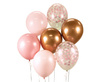 Latex balloons, pink-copper bouquet 30 cm, 7 pcs.