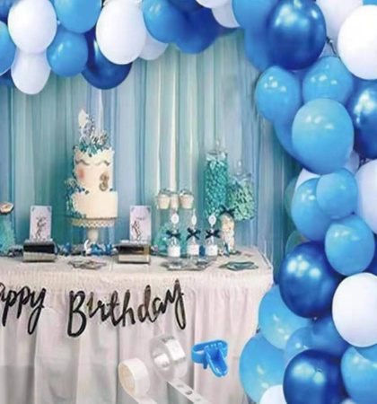 Ballongirlande, pastellblaues Set, blau-weiß XXL