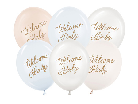 Latexballons, Welcome Baby, Pastellfarben, 30 cm, 6 Stk.
