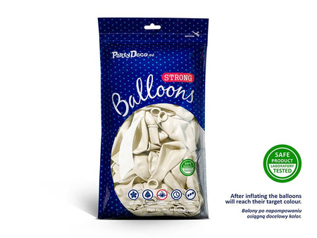 Strong Ballons, Weiß, Metallic Pure White, 30 cm, 100 Stk.