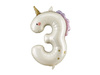 Foil Balloon Number 3 Unicorn Cream Rose Gold 93cm