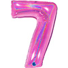 Foil balloon Cyfra 7, Holographic fussy roses 102 cm Grabo