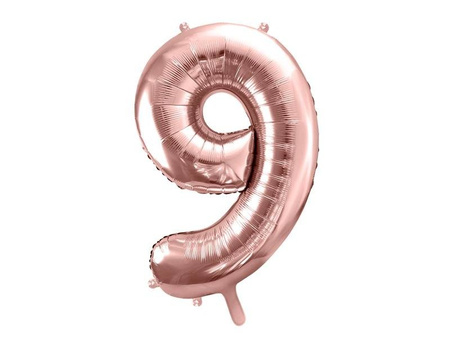 Foil balloon digit '9', 86cm, pink gold