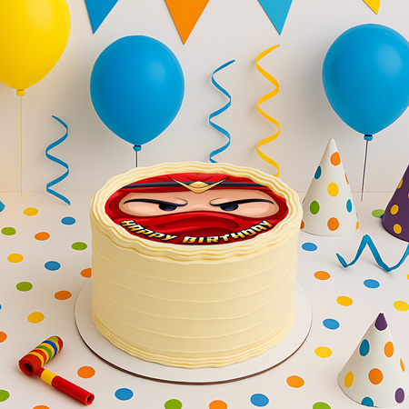 Opłatek na tort Ninja Czerwony okrągły 20 cm premium, wegański, bezglutenowy, wycięty