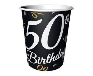 B & C 50 Birthday paper cups, 50th birthday, 6 pcs.