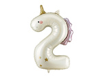 Foil Balloon Number 2 Unicorn Cream Rose Gold 93cm