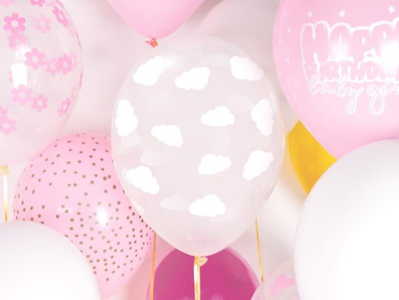 Balloons 30cm, clouds, Crystal Clear (1 op. / 6 pcs.)