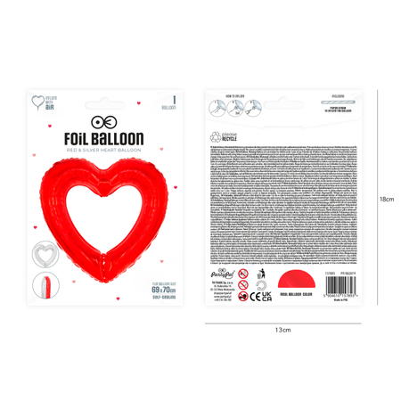 Foil Balloon – Heart Shaped Frame, Valentine’s Day, Red/Silver, 69x70 cm