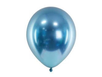 Balony lateksowe Glossy, Chrome, Niebieskie, 30cm, 10 szt.