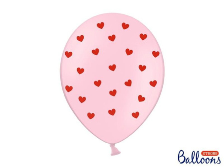 Balony lateksowe w Serca Pastelowy Róż, 30cm, 6 szt.