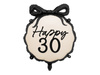 Foil Round Balloon with Bow "Happy 30" – Black-Beige