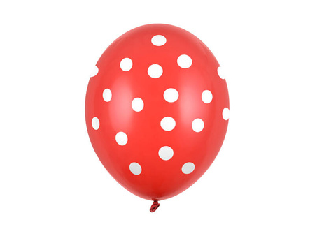 Balloons red white dots 30cm (1 op. / 6 pcs.)