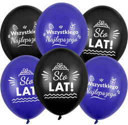 Geburtstagsballons Happy Birthday, navy blue mix, 30cm, 50 Stk.