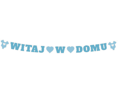 Paper garland Welcome home, blue, 280 cm