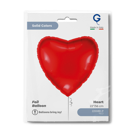 Balon Foliowy Czerwone Serce 56cm, Grabo pakowane