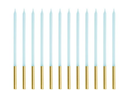 Smooth Birthday Candles – Light Blue, 14 cm, Set of 12