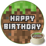 Minecraft Tortenaufleger rund 20 cm premium 0,6mm, 1 Stück.