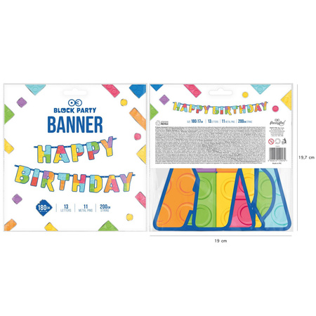 Baner Happy Birthday Klocki 180x16cm