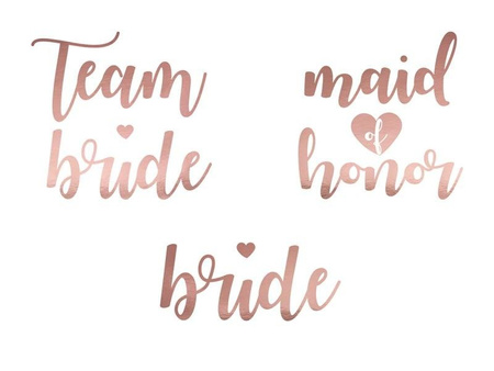 Temporary tattoos bachelorette party, team bride, pink gold, 13 pcs.