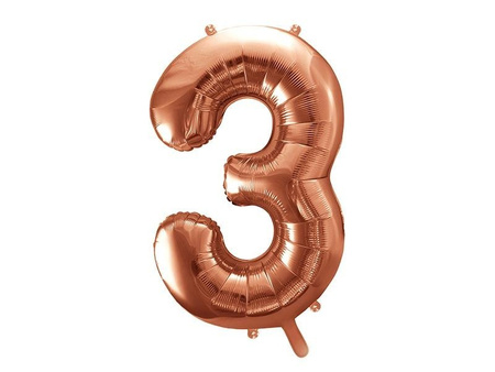 Foil balloon digit '3', 86cm, pink gold